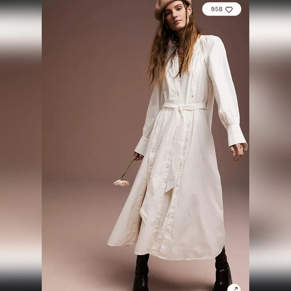 Free People Cream Button-Front Maxi Dress